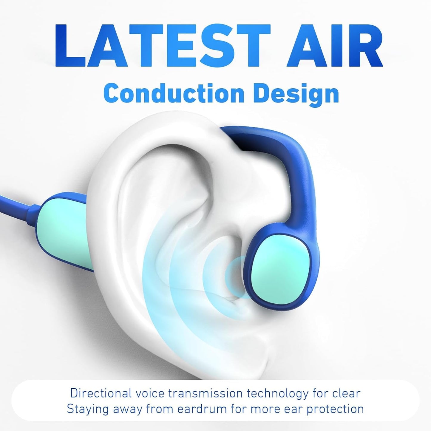 Mehomeli Kids Headphones, Bluetooth 5.2 Air Conduction Open Ear Headphones, 85dB Volume Limiting, Blue Pink