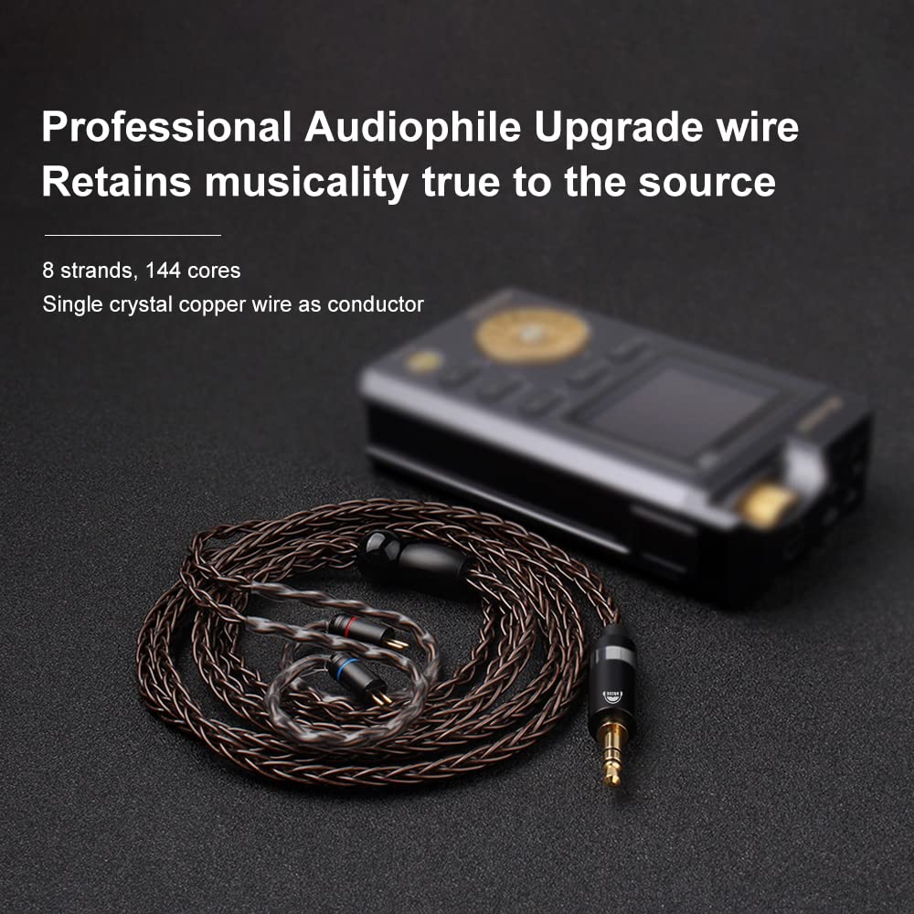 okcsc 0.75 2 Pin Cable,Upgraded Replacement Earphone Cable 8 Core Gold-Plated with 3.5 Plug Replacement Extension Cable for KZ AS10 ZS10 ZS6 ZSR ZSA…