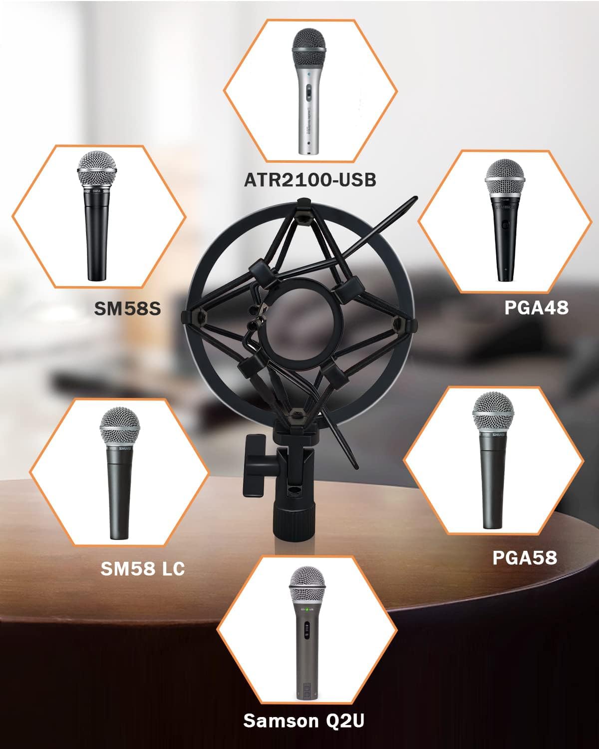Microphone Shock Mount Mic Holder For Samson Q2U SM58 ATR2100-USB Behringer Xm8500, Mic Clip Holder Mount for Diameter 28mm-32mm Dynamic Microphone