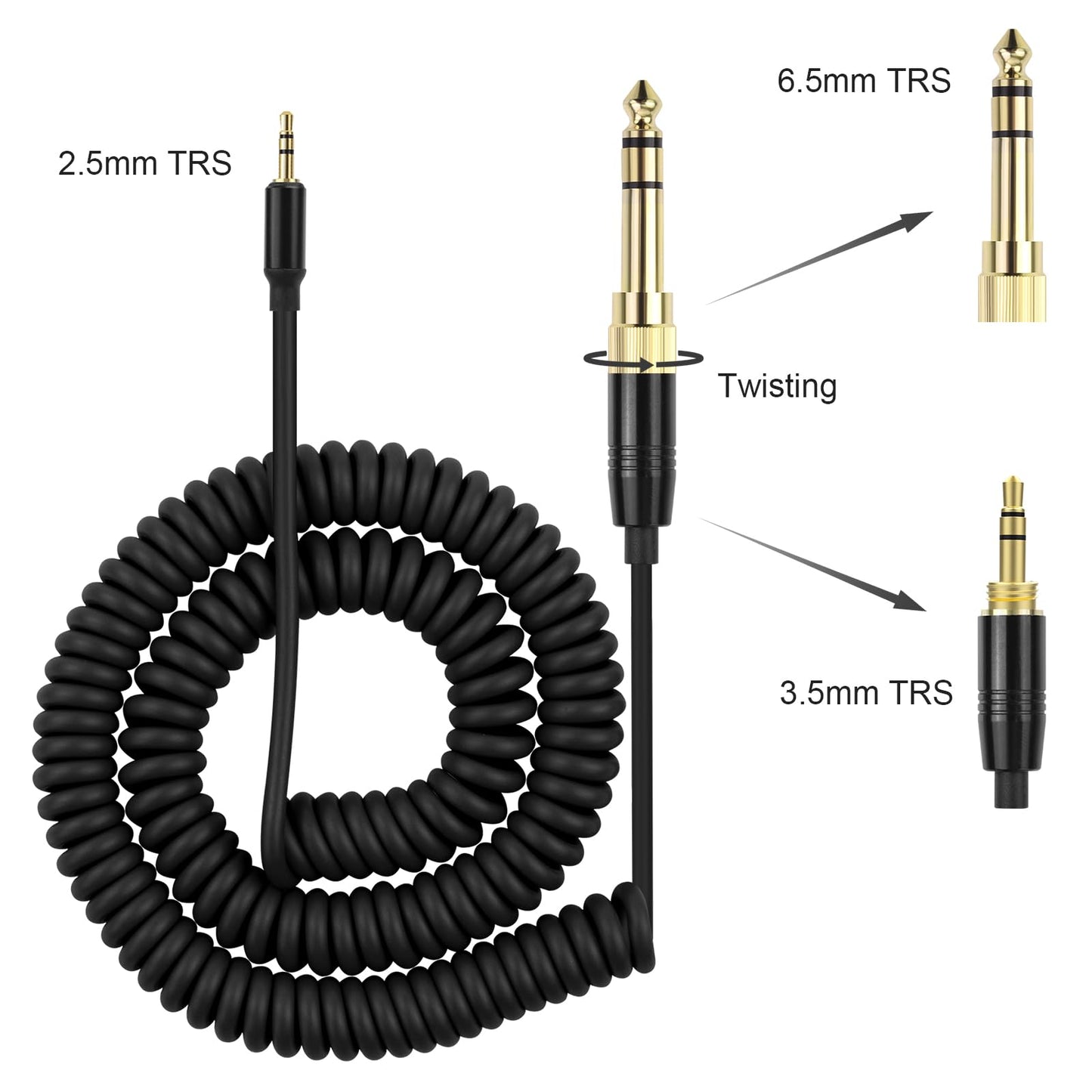 Xivip Replacement Extension Audio Cable 3.5mm Male and 6.35mm Adapter to 2.5mm Male Cord Compatible with Sennheiser HD598 HD558 HD518 HD598Cs HD599…