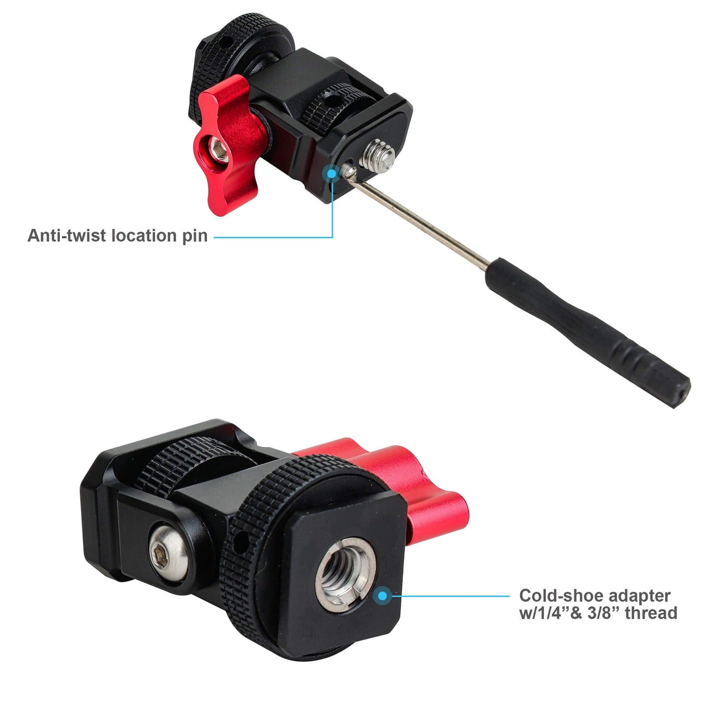 Universal Camera Monitor Mount, 360° Adjustable Aluminum Alloy Quick Release Bracket with Cold Shoe, Compatible with 5" or 7" Field Monitor for DSLR