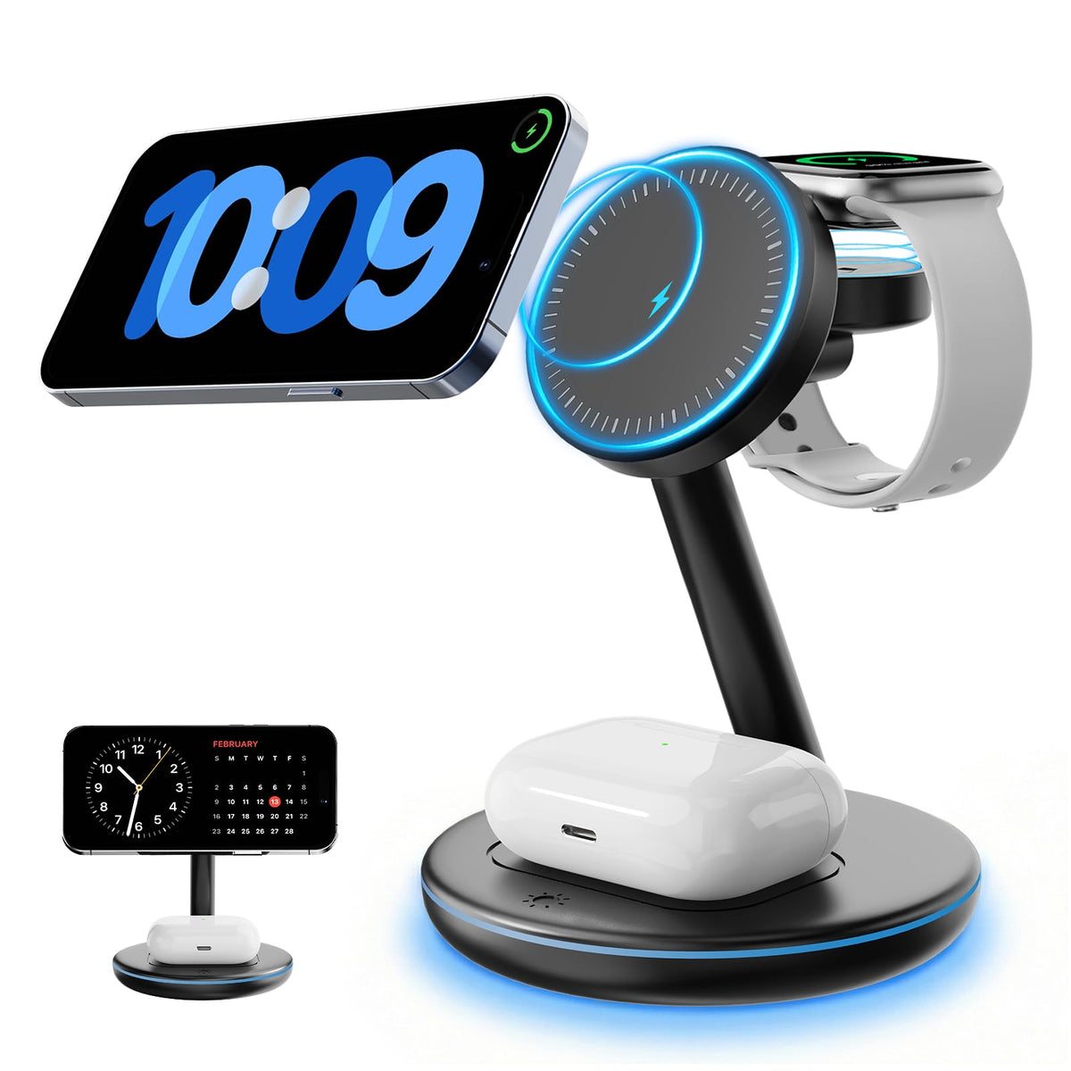 2026 3 in 1 Charging Station for Apple iPhone AirPods Watch with Mag-Safe Charger Wireless Charger Stand for iPhone 17 16 15 14 13 12 Series AirPods