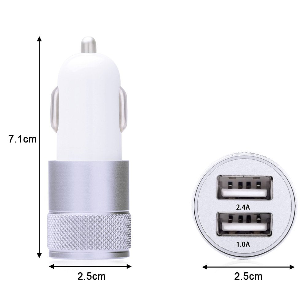 Car Charger,Sicodo 3.4A 2 Pack USB Smart Port Charger Compatible with iPhone 17 16 15 14 13 SE 12 X Pro, Max, Samsung Galaxy S26 S25 S24 S23 S22