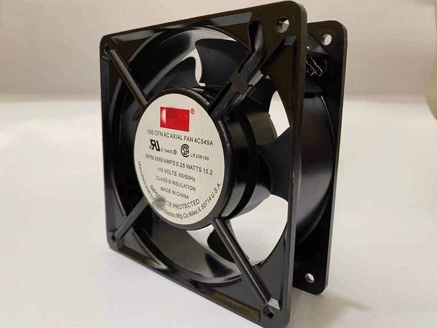 4C549A AC axial Fan, 100CFM 2950RPM 0.25A 15.2W 115V Cabinet Cooling Fan