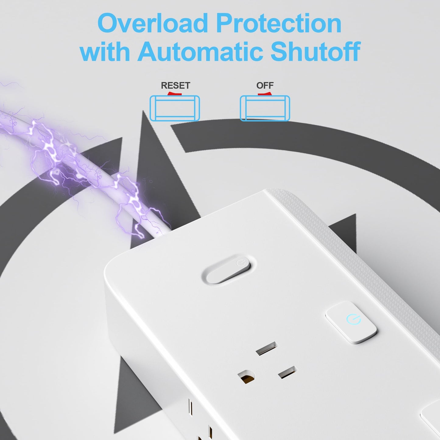 Extension Cord 6 ft Power Strip with 6 Widely AC Outlets 4 USB(2 USBC), Flat Plug Extension Cord with Multiple Outlets, Individual Switches, Desk