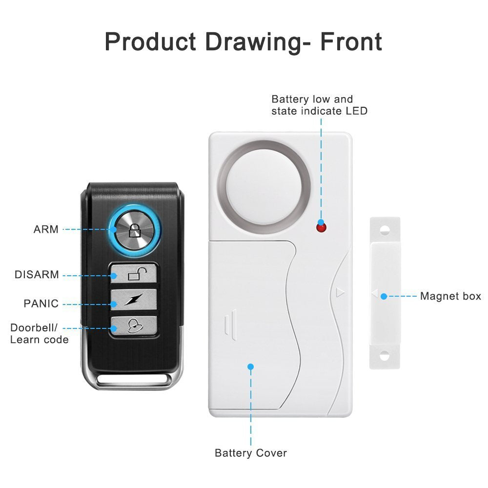 WSDCAM Door Alarm Wireless Anti-Theft Remote Control Door and Window Security Alarms