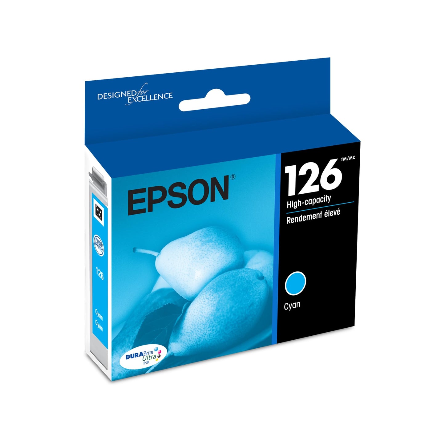 Epson 126 DURABrite Ultra Ink Cyan Cartridge for WF-3520, 3530, 3540, 520, 545, 630, 633, 635, 645, 7010, 7510, 7520, 840, 845 and Other Select Models