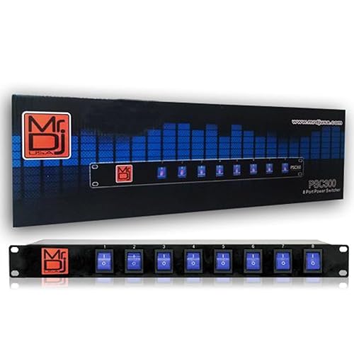Mr. Dj USA PSC300 8 Outlets Rack Mount Power Supply AC 110V/220V Outlet Surge Protector