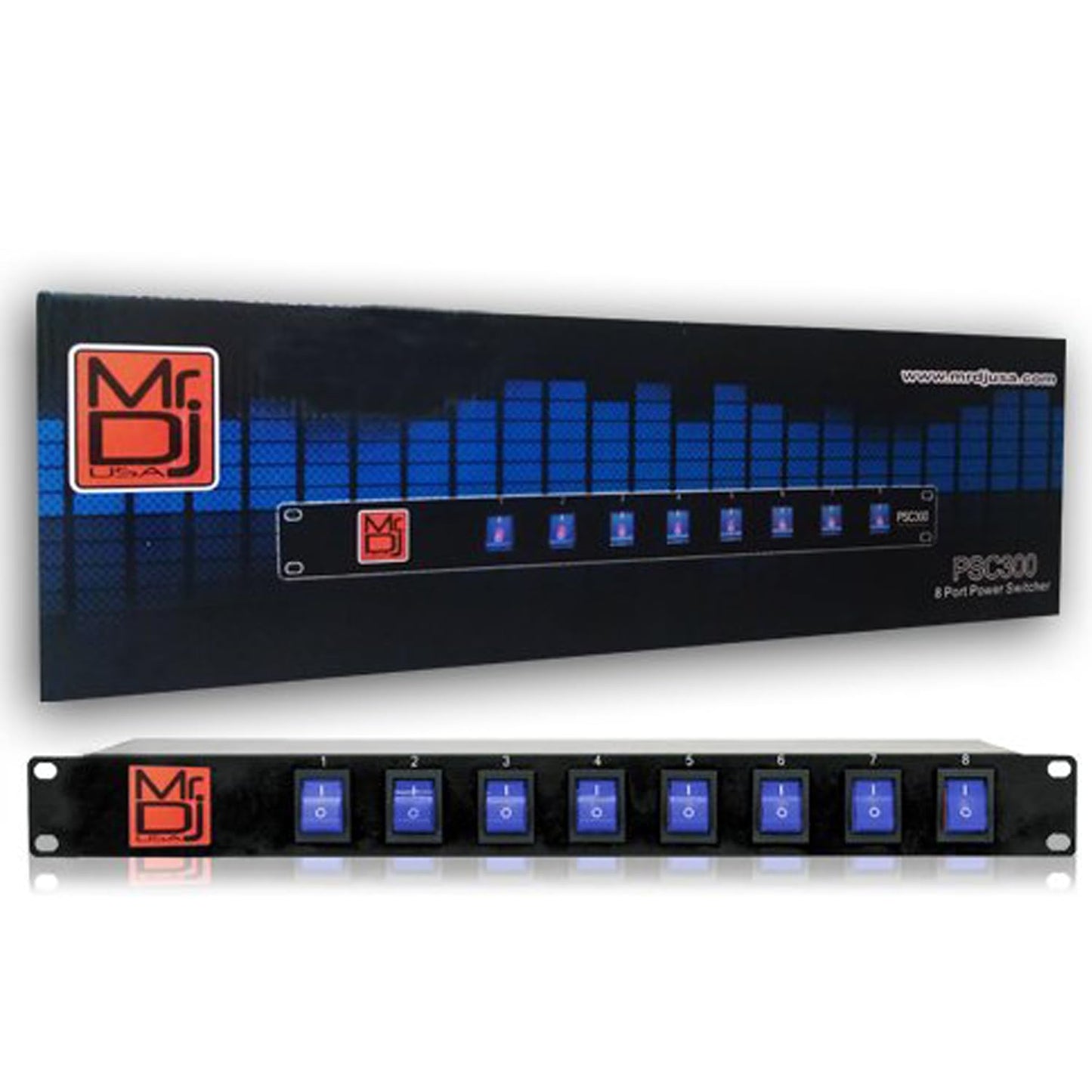 Mr. Dj USA PSC300 8 Outlets Rack Mount Power Supply AC 110V/220V Outlet Surge Protector