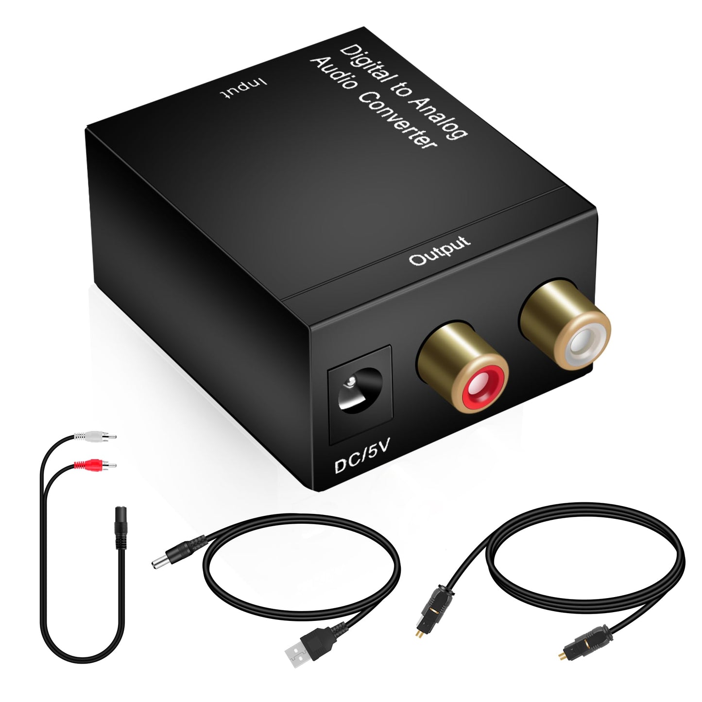Digital Optical Coax to Analog Stereo Audio L/R Converter Adapter with Optical Cable RCA Cable,Adapter not Include