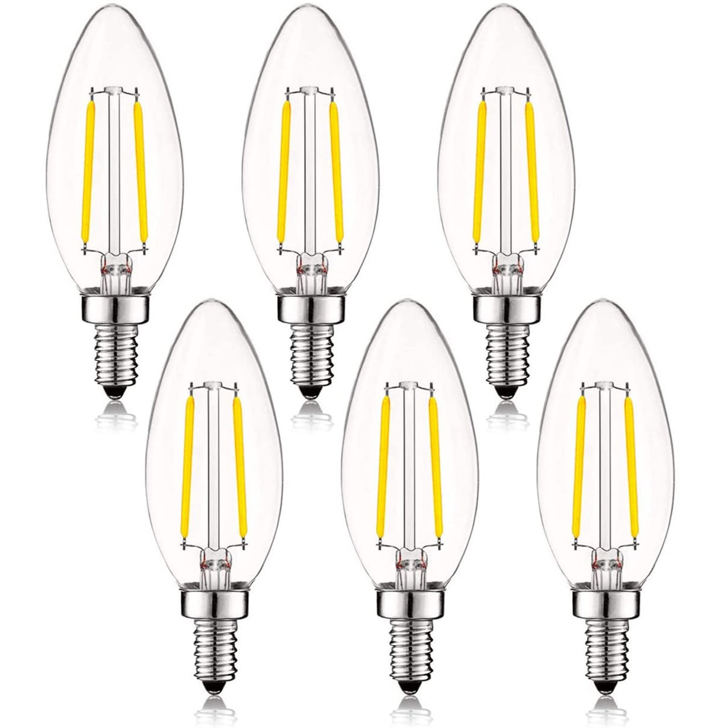 SHUWDKAR E12 Candelabra Bulb 25 Watt Equivalent E12 LED Bulb 2W 2700K