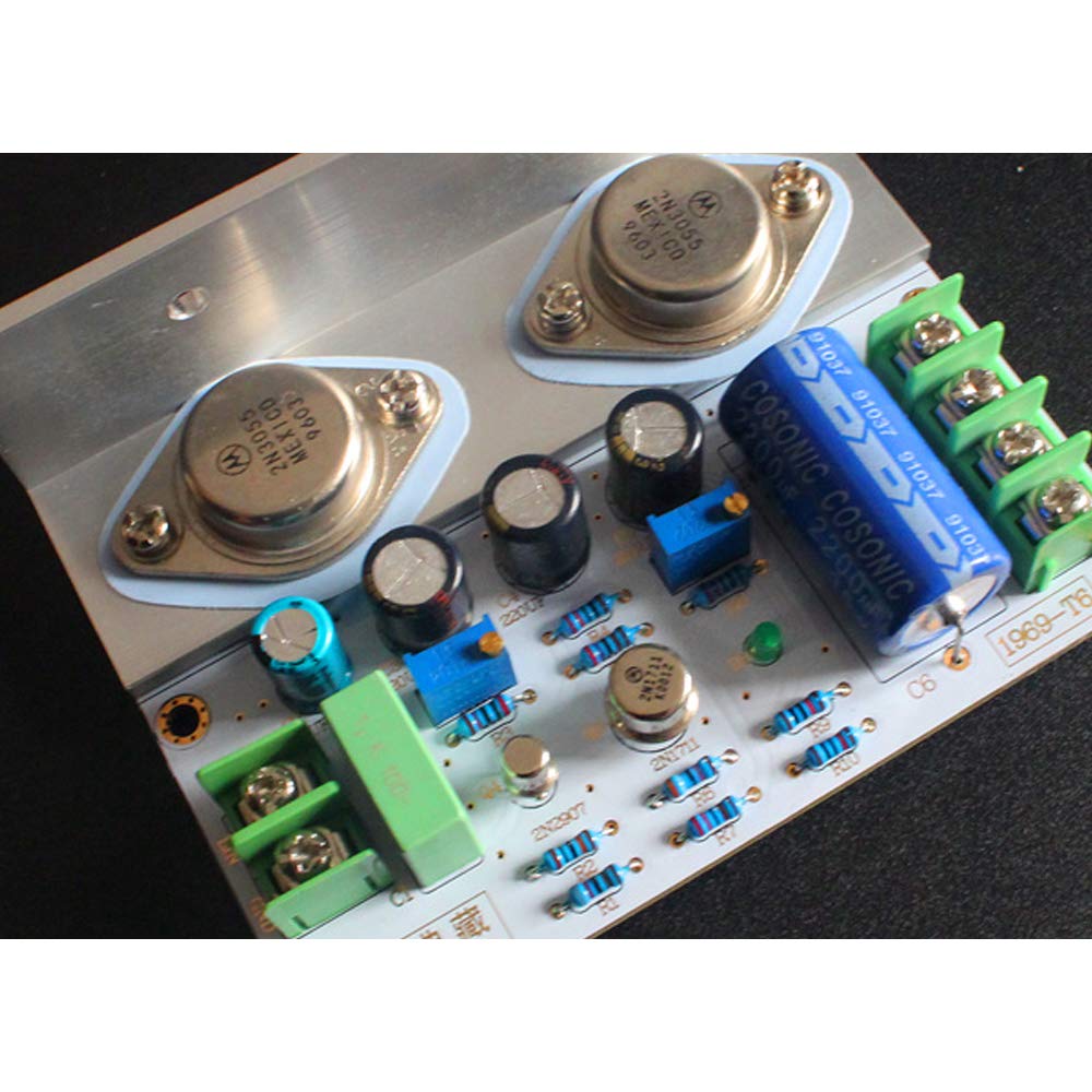 Acxico 1Pcs 1969 Class A Amplifier Board HiFi Audio Power Amplificador PCB MOT/2N3055 DIY Kits(Single Channel)