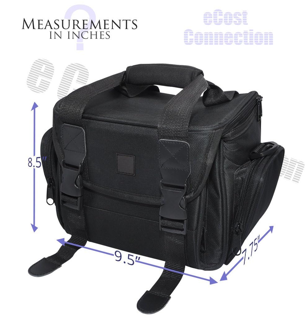 eCostConnection Deluxe Large Digital Camera/Video Padded Carrying Bag/Case for Nikon D5100, D5200, D5300, D5500, D7000, D7100 Camera & More +