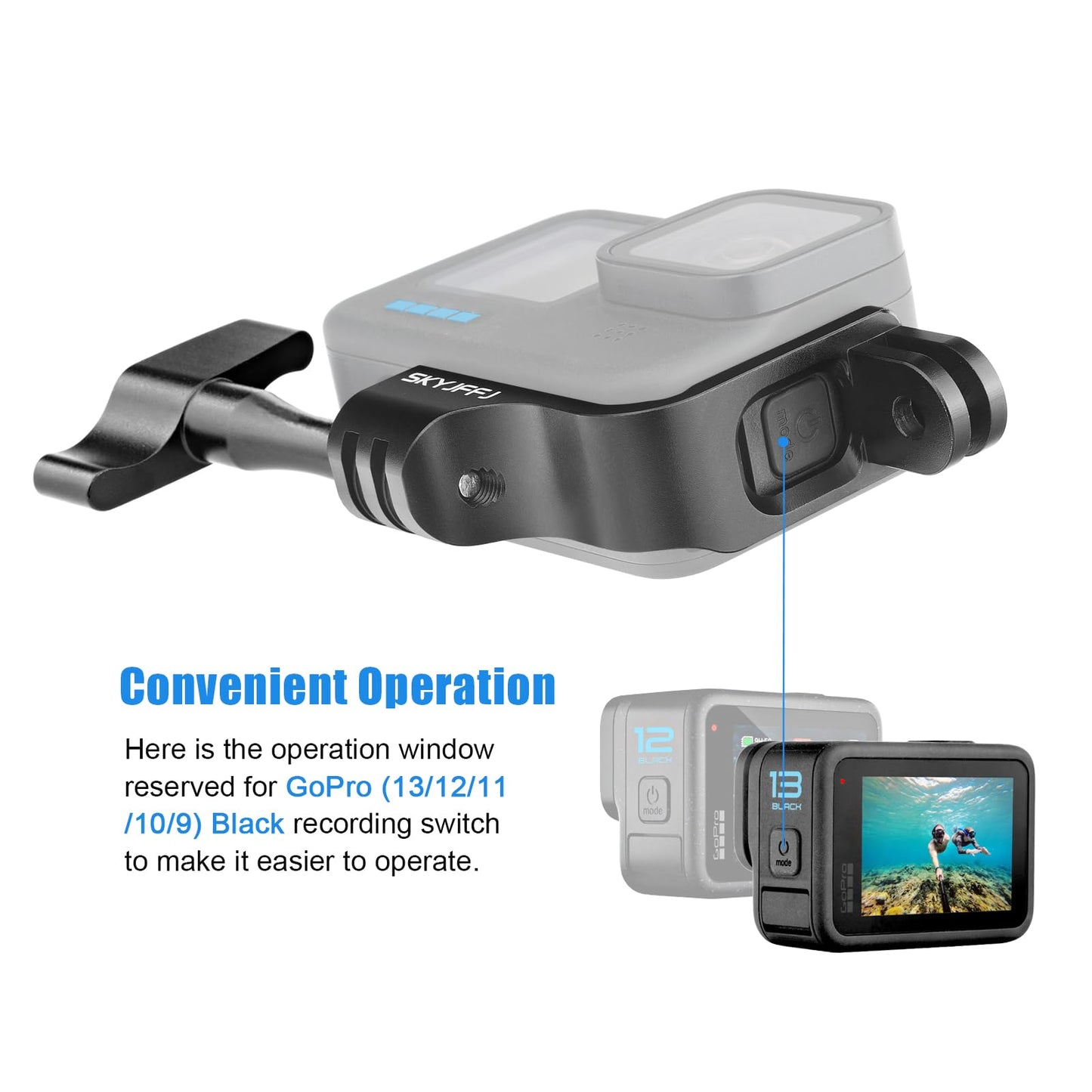 SKYJFFJ 90 Degree Aluminum Vertical Bracket Adapter for GoPro Hero 13/12/11/10/9 Black (Flying Wing)