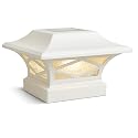 Classy Caps SLK807W - White, Kingsbridge Dual Lighted Solar Post Cap - Outdoor Deck & Fence Lighting, Fits 3.5x3.5, 4x4, 5x5, and 5.5x5.5 Posts, White