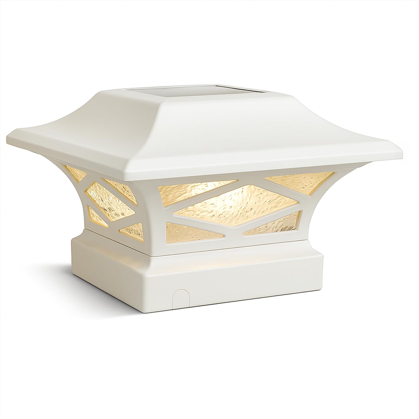 Classy Caps SLK807W - White, Kingsbridge Dual Lighted Solar Post Cap - Outdoor Deck & Fence Lighting, Fits 3.5x3.5, 4x4, 5x5, and 5.5x5.5 Posts, White
