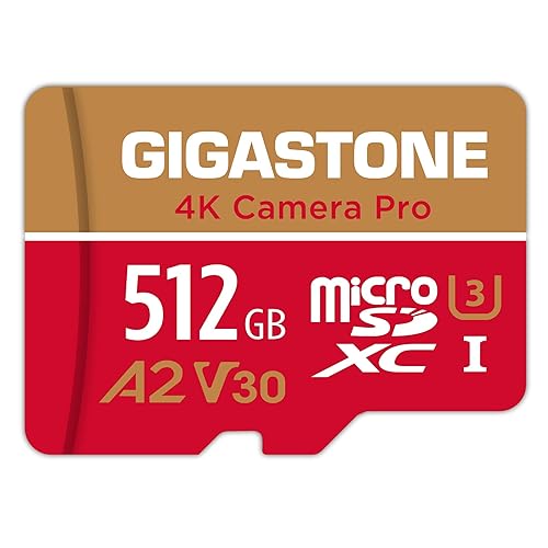 ?5-Years Data Recovery? GIGASTONE 512GB Micro SD Card, 4K Camera Pro, A2 V30 for Smartphone, Gopro, Action Cams, 4K UHD Video Recording, R/W up to