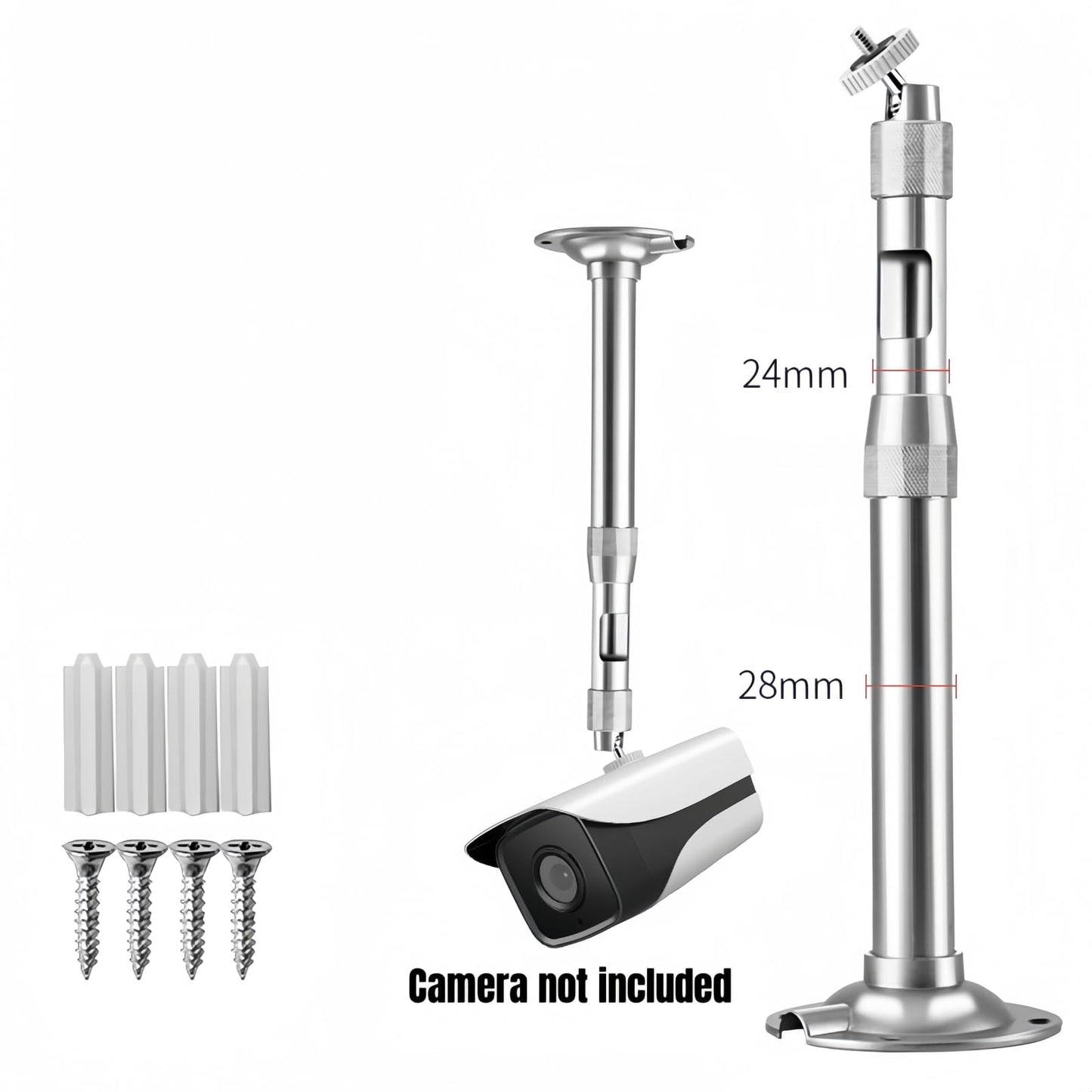 SamIdea 7.87"~15.75" Silver Telescopic Mount Security Camera Wall Ceiling Mounting Bracket,Telescopic Adjustable Camera Wall Mount Bracket