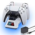 Controller Charger Station,PS5 Charging Station,Controllers Dock with LED Light,PS5 Controllers Charger Station with AC Adapter for PlayStation 5