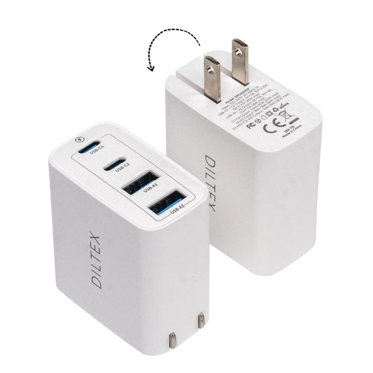 4USB Ports Gan 40W Foldable Charger 2 Pack - Compact USB-C & USB-A Fast Charger with Smart Power Output for Safe Charging- Charging Block compatible
