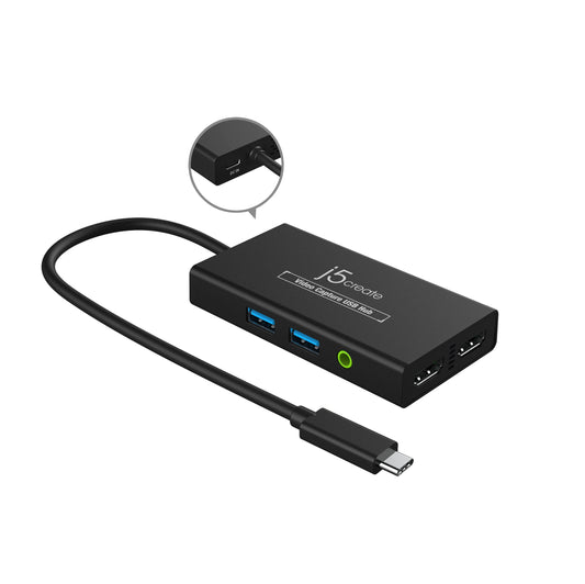 j5create Video Capture Card with PD 60W Pass-Through Charging