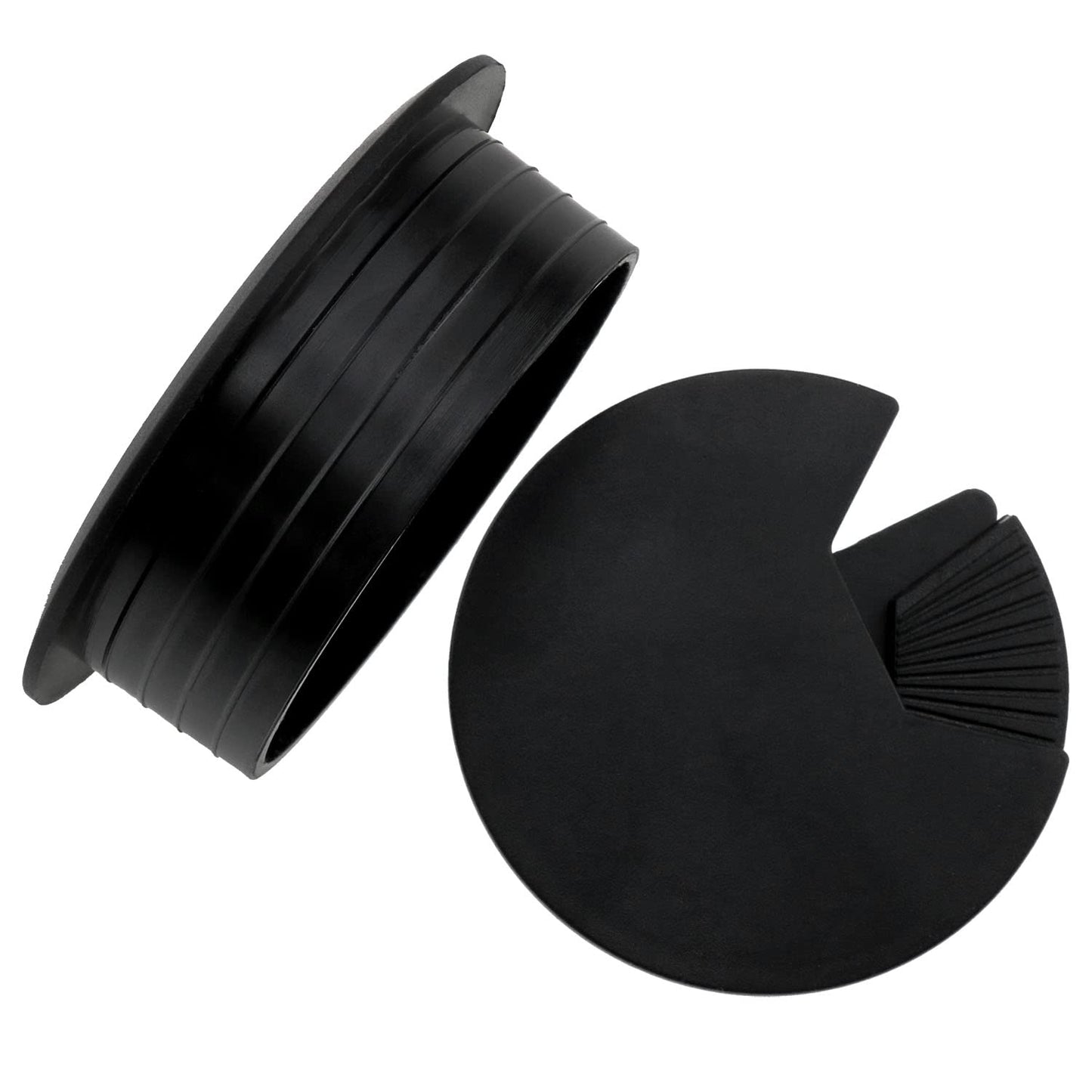 Lovelysp 2-3/8 inch Table Wire Cable Ring Hole Cover for Office PC Desk Cable Cord Organizer Plastic Cover (Open Hole 60mm Wire Box Black)-4PCS