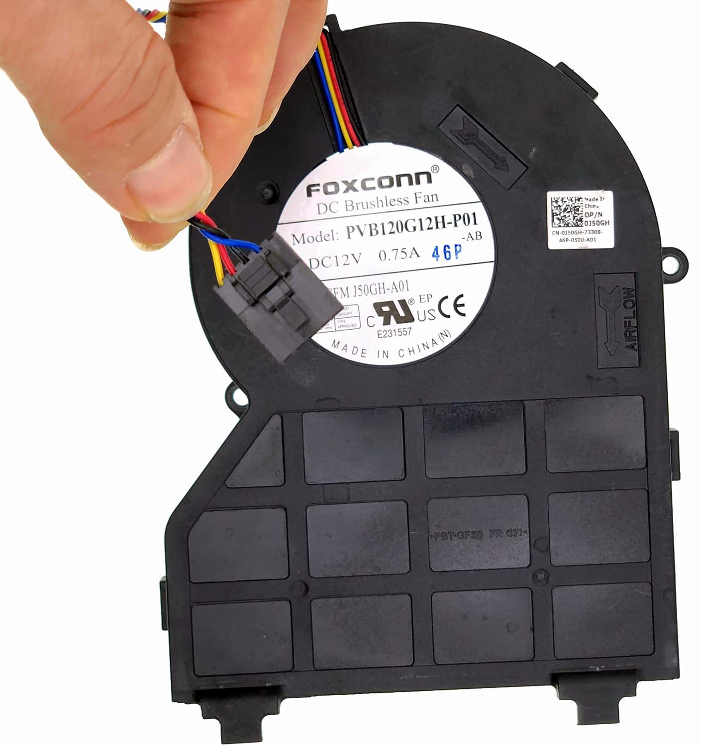 CPU Cooling Fan for Dell OptiPlex 790 390 990, Foxconn PVB120G12H-P01 J50GH-A00 J50GH 0J50GH, DC12V 0.75A 4-Wire/5-pin SFF Small Chassis Fan, 1-Year