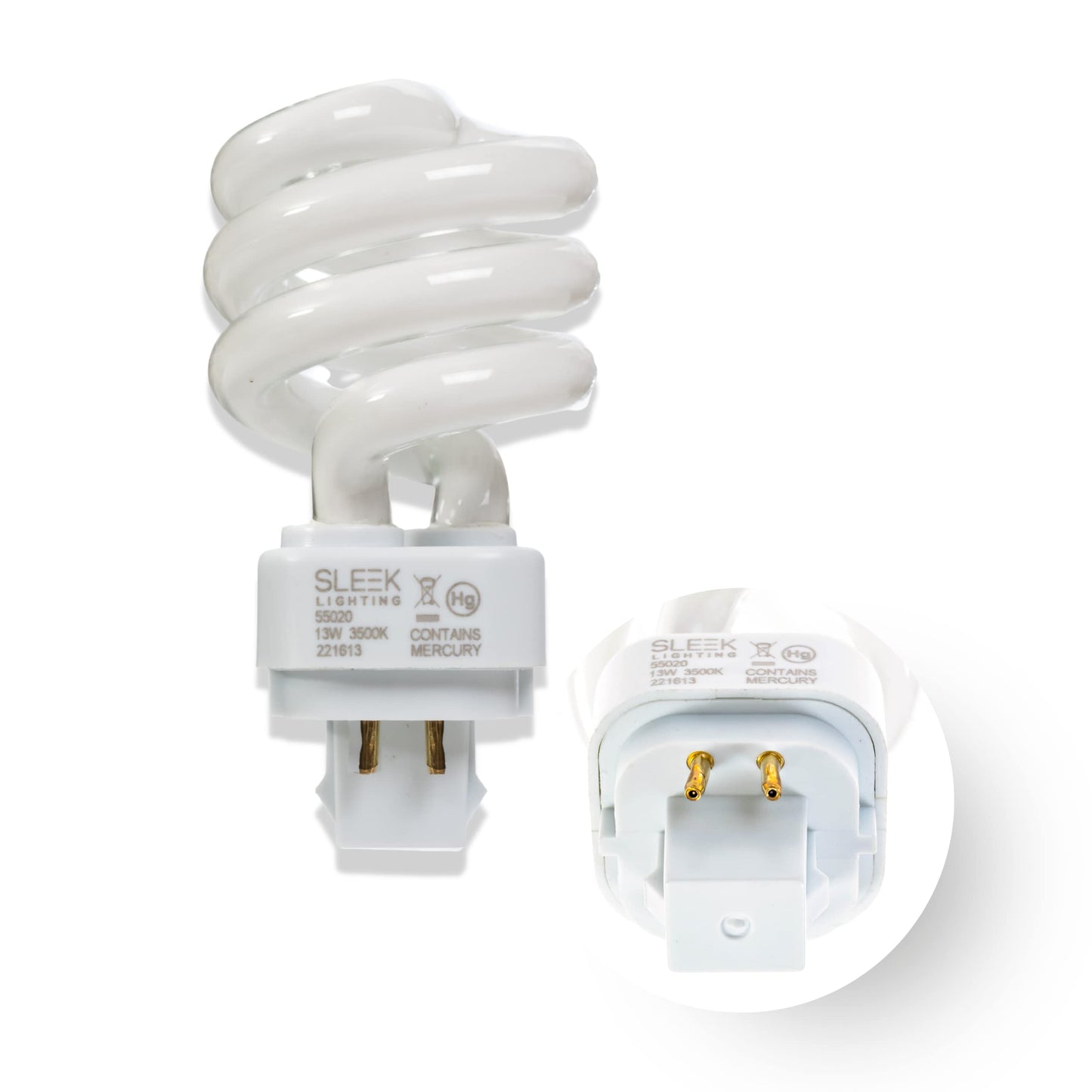 SLEEKLIGHTING 13 Watt T3 Spiral CFL 4 Pin G24Q-1 Base Light Bulb 3500K 800lm - Compact Fluorescent -Neutral White Light 4pack