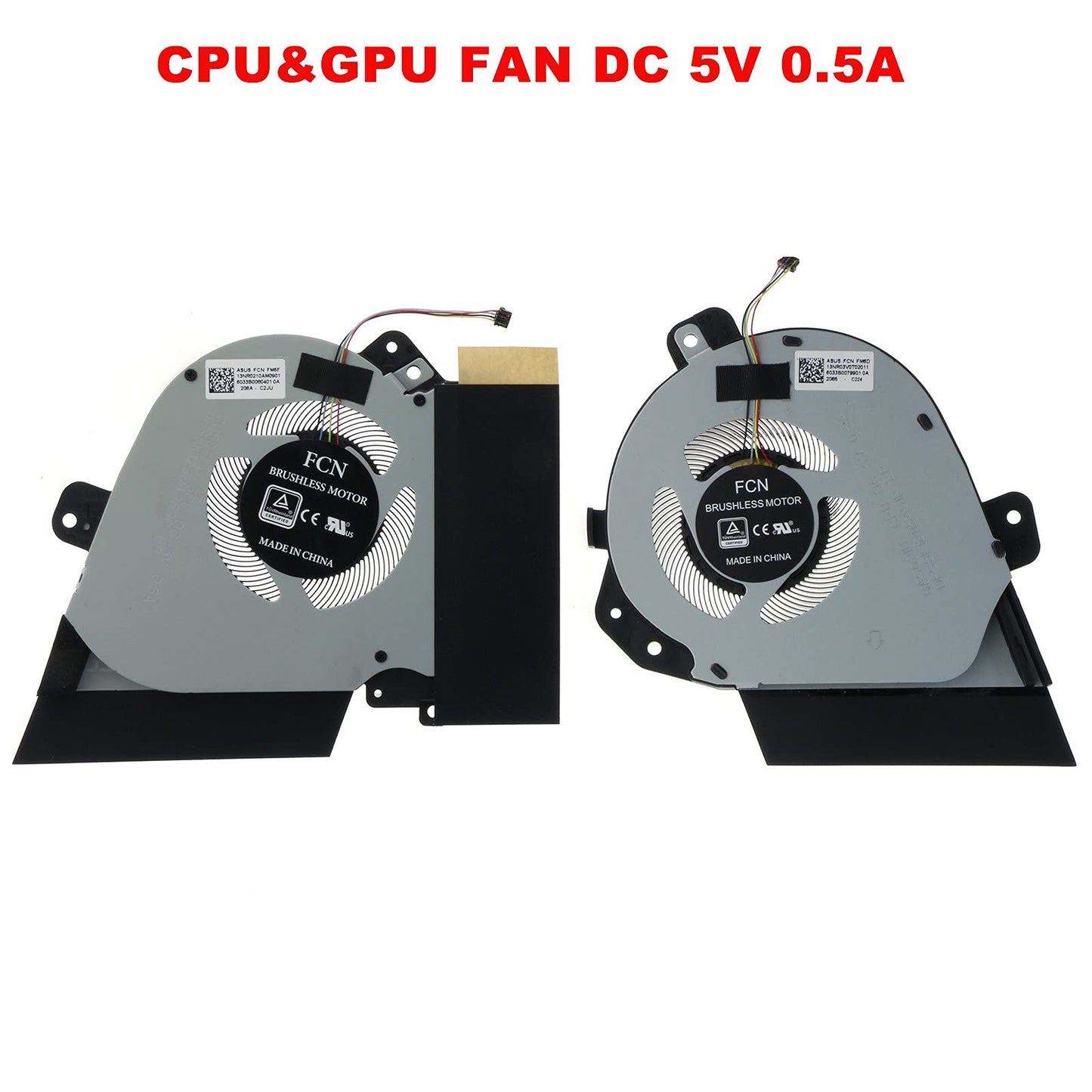 Replacement CPU GPU Cooling Fan for Asus ROG Zephyrus GU502DU GA502IU GA502IV 5V 0.5A 13NR03V0T02011 13NR0210T01111 13NR0210AM0901 DFS5K12304363C