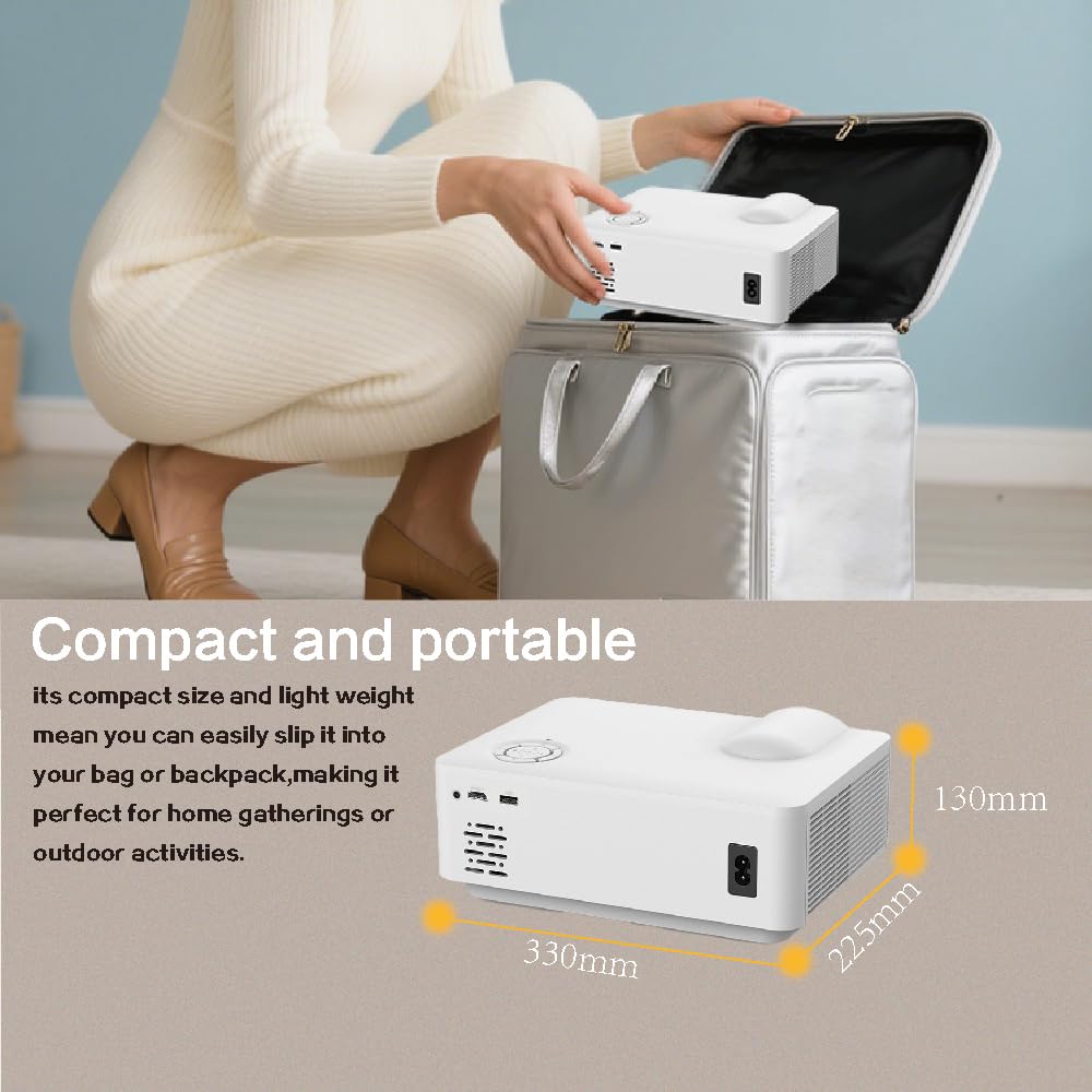 Android Projector Small Projector Native 1080P Auto Keystone Electric Focus Function Simple Operation Projector for Camping, Bedroom, Backyard, Office
