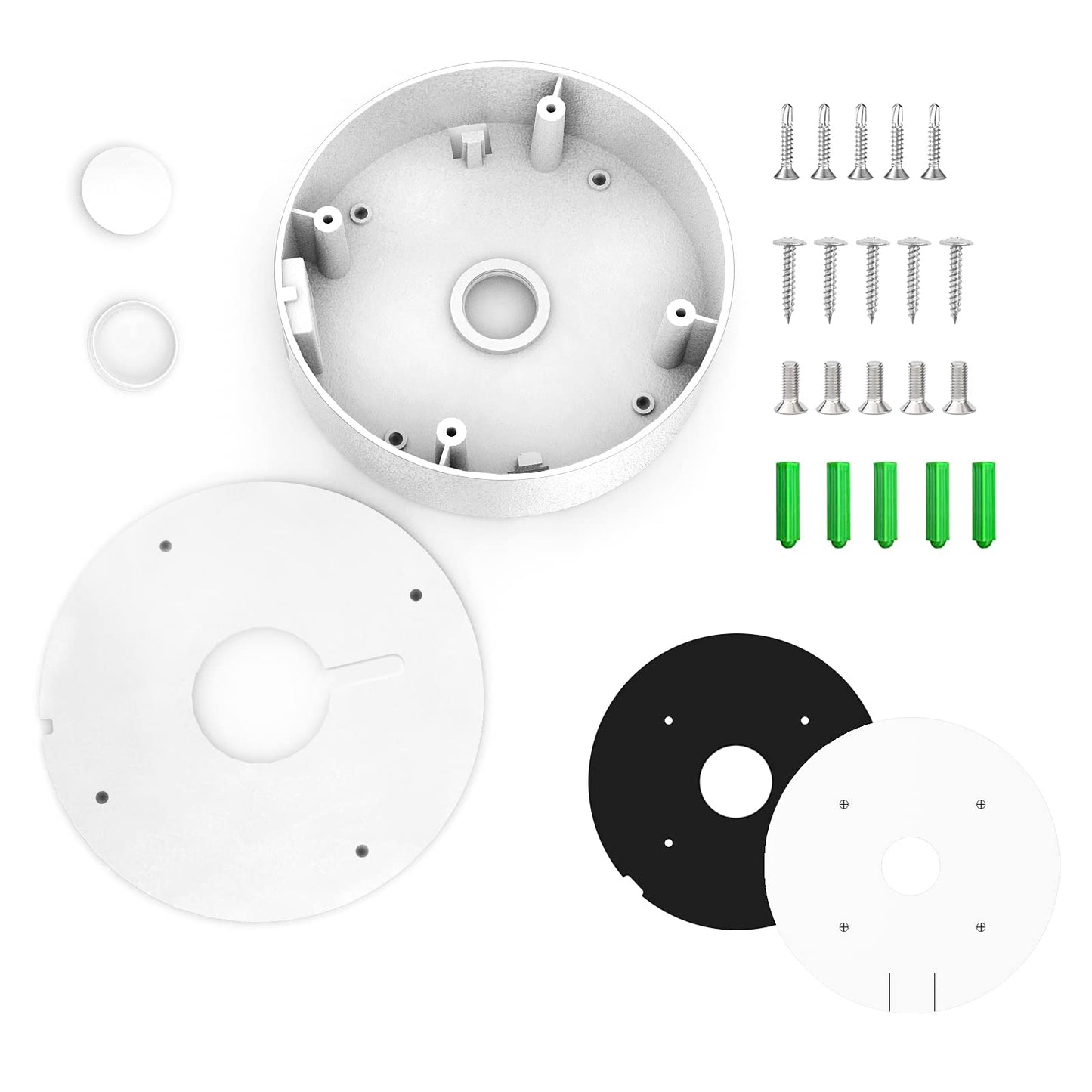 ENS Custom Drilling Junction Box for Security Cameras - Aluminum Enclosure - Dome/Turret/Bullet/Fisheye Cameras Base, 2 Side and 1 Bottom 3/4" Holes