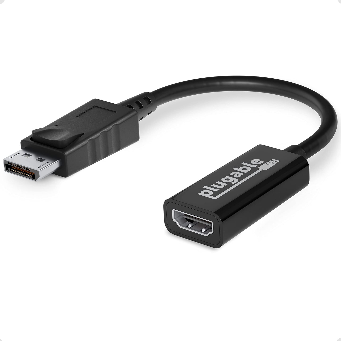 Plugable Active DisplayPort to HDMI Adapter, Uni-Directional, Driverless, Adapts Any Full-Sized DP Port to Enable Connecting a HDMI Cable and Display