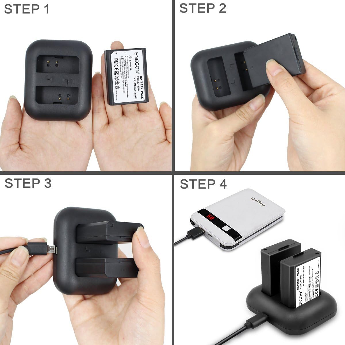 ENEGON LP-E10 Replacement Battery (2-Pack 1680mAH) and Rapid Dual Charger for Canon LP E10 Canon EOS Rebel T3 T5 T6 T7 T100,Kiss X50 X70 X80 X90,EOS