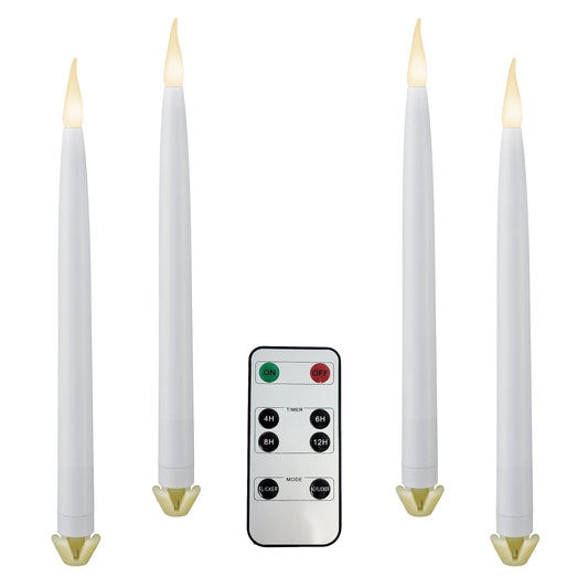612 Vermont LED Taper Candles Battery Operated with Remote Control, Warm White Flame, 11.75” Tall, VT-R1661-4
