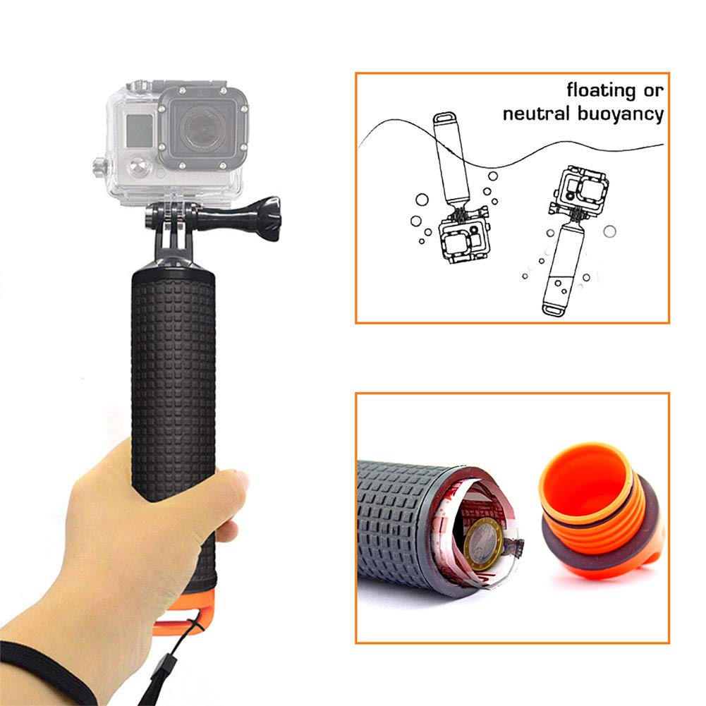 Harwerrel Waterproof Floating Hand Grip for GoPro Hero Session Black Silver Hero 10 9 8 7 6 5 4 3 3+ 2 1 SJ4000 SJ5000 Action Cameras with Camera