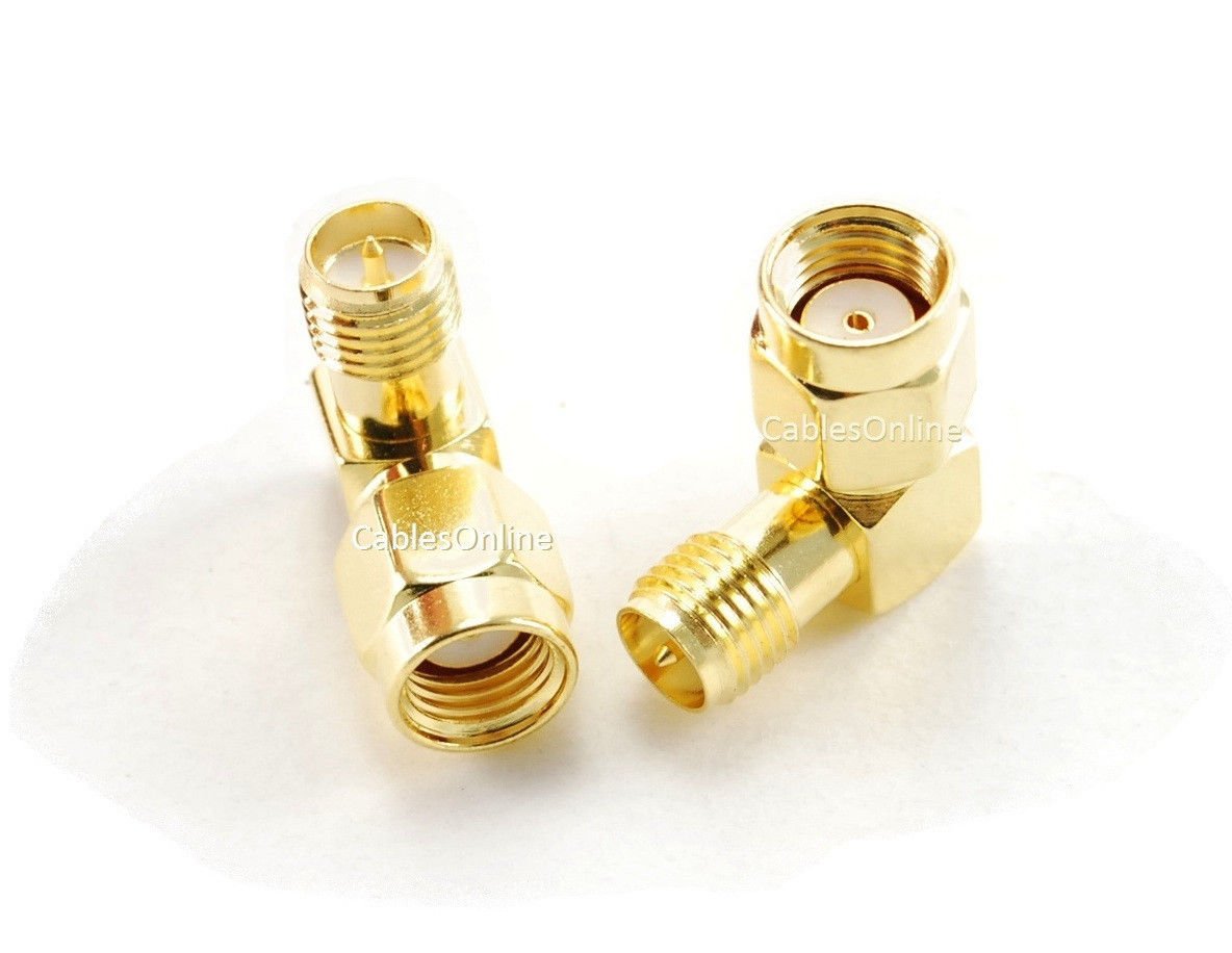 CablesOnline RP-SMA Male to RP-SMA Female Right Angle 90-Degree Gold Plated Adapter (2-Pack) (RF-S107R-2)
