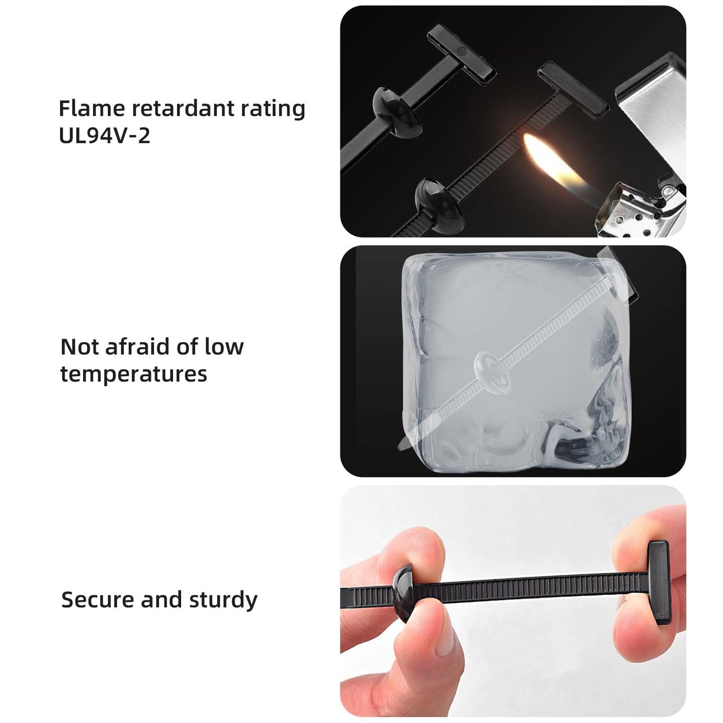 XMALL 100PCS Nylon Universal Cable Tie Buckle, Suitable for Fixing Parts for Daily Maintenance of Automobiles, Self Locking and Easy to Install Zipper