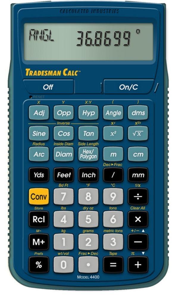 Calculated Industries 4400 TradesmanCalc Technical Trades Dimensional Trigonometry and Geometry Math and Conversion Calculator Tool for Tech Students