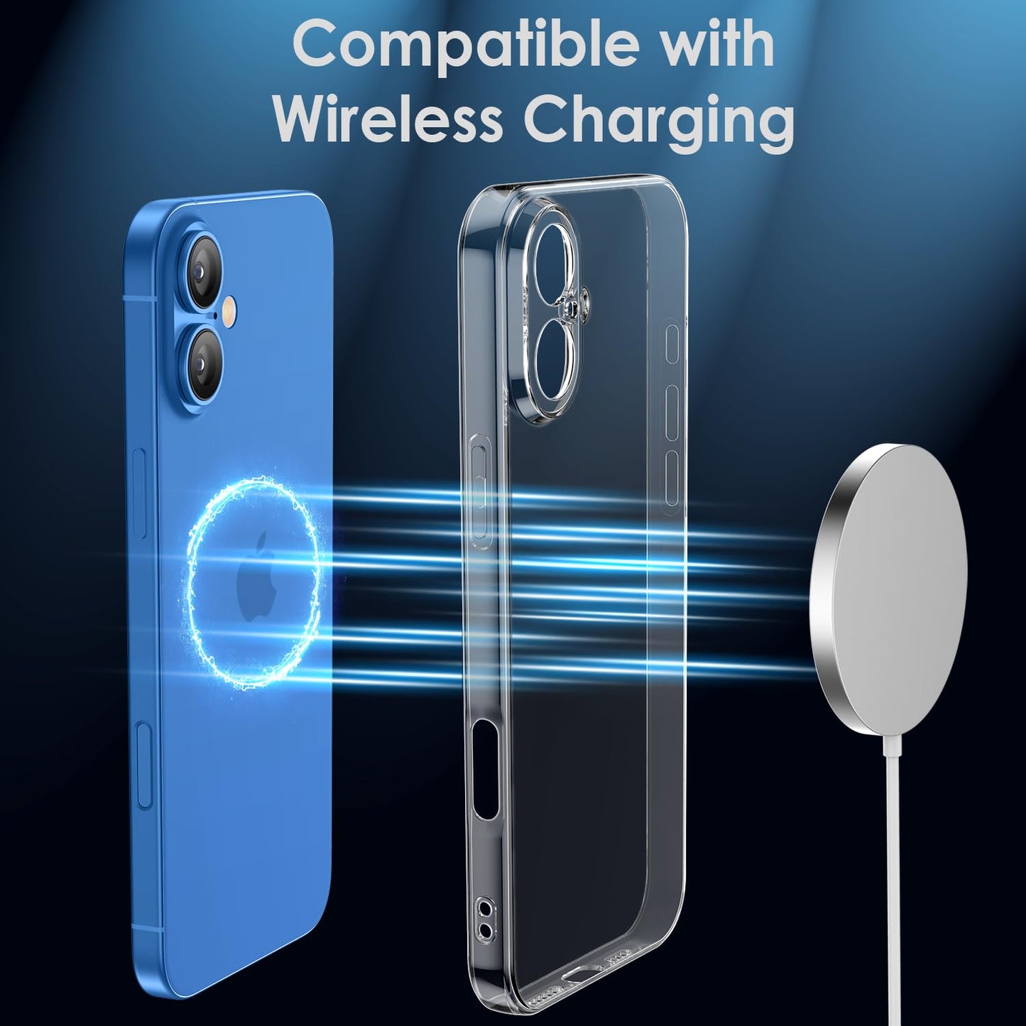 Shamo's Clear TPU Case for iPhone 16 - with Camera Protection, Ultra Slim, Shockproof, Anti-Yellowing, Scratch-Resistant, Wireless Charging
