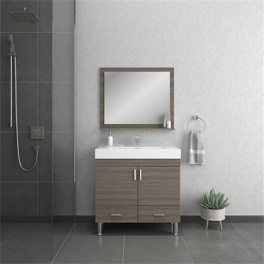 Alya Bath At-8089-G 36" Single Bathroom Vanity with Mirror in Grey