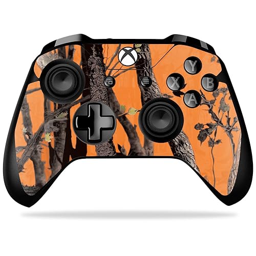 MightySkins Skin Compatible with Microsoft Xbox One X Controller - Orange Camo | Protective, Durable, and Unique Vinyl Decal wrap Cover | Easy