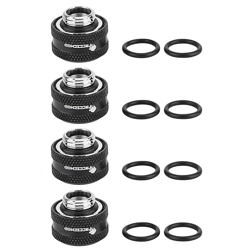 PC Water Cooling Brass Tube Fitting Water Cooling Compression Fitting Suitable for 16mm Outer Diameter Tube(4pcs Black)