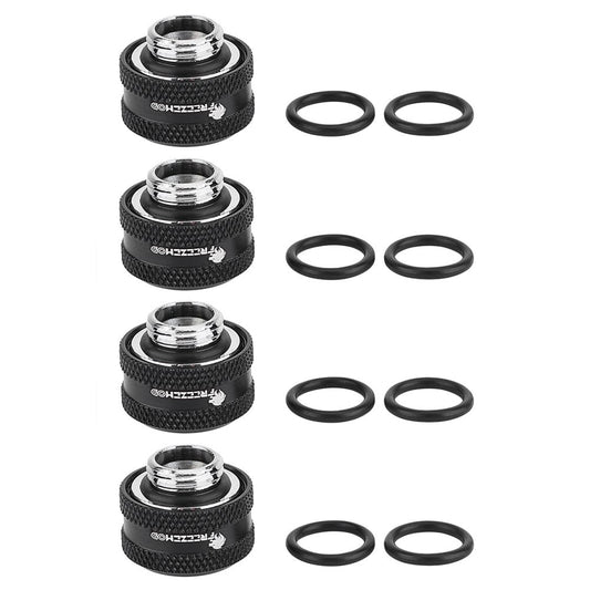 PC Water Cooling Brass Tube Fitting Water Cooling Compression Fitting Suitable for 16mm Outer Diameter Tube(4pcs Black)