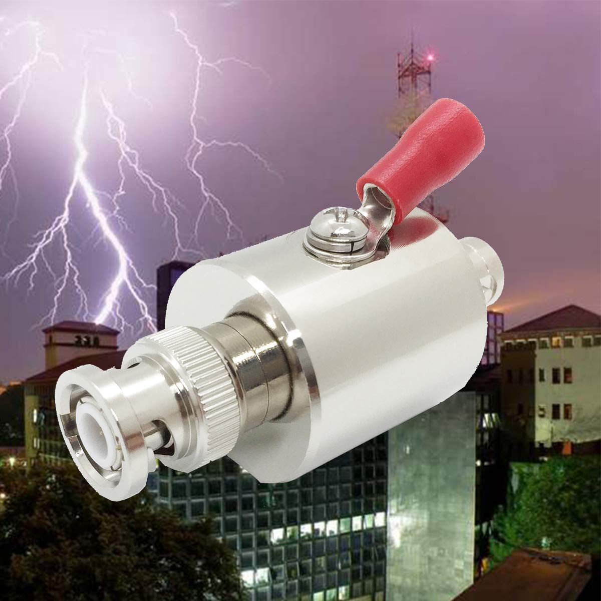 RFiotasy Lightning Arrester BNC Lightning Protection Device Male to Female DC-3GHz for Communication, Monitoring Equipment, Ethernet Signal Surge