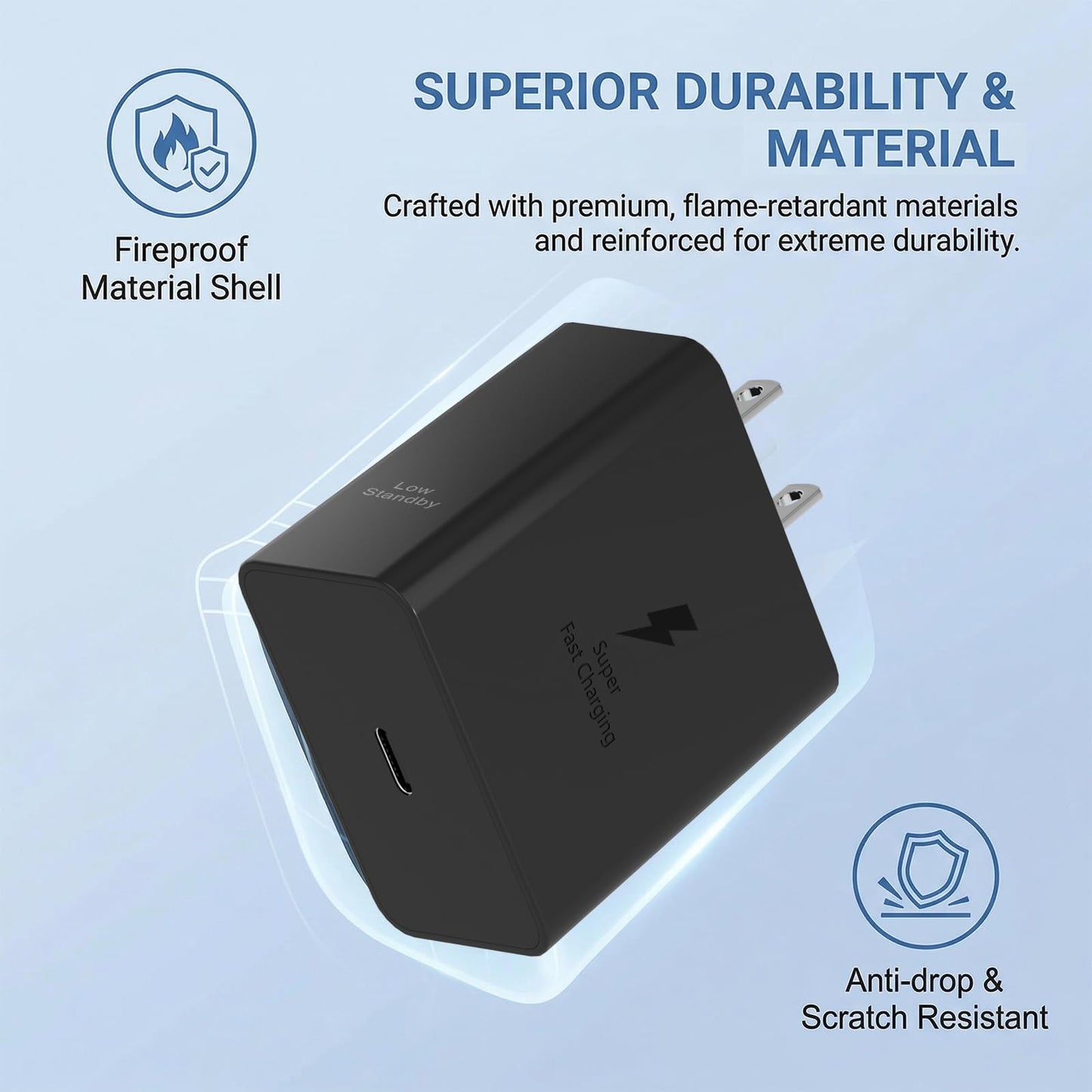 60W USB C Fast Charging Block Type C Wall Plug Charging Brick & 10ft C Cable for Galaxy S26 S25 Ultra/S25/S25+/S24 Ultra/S24/S24+/S23/S23 Ultra/S23