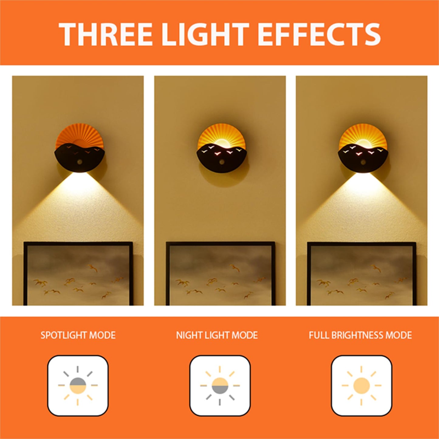 Warm White Stair Lights Wireless Motion Sensor Night light 120° Sensor Angle Rechargeable Wall light with Remote Timer Brightness Adjustable Wall