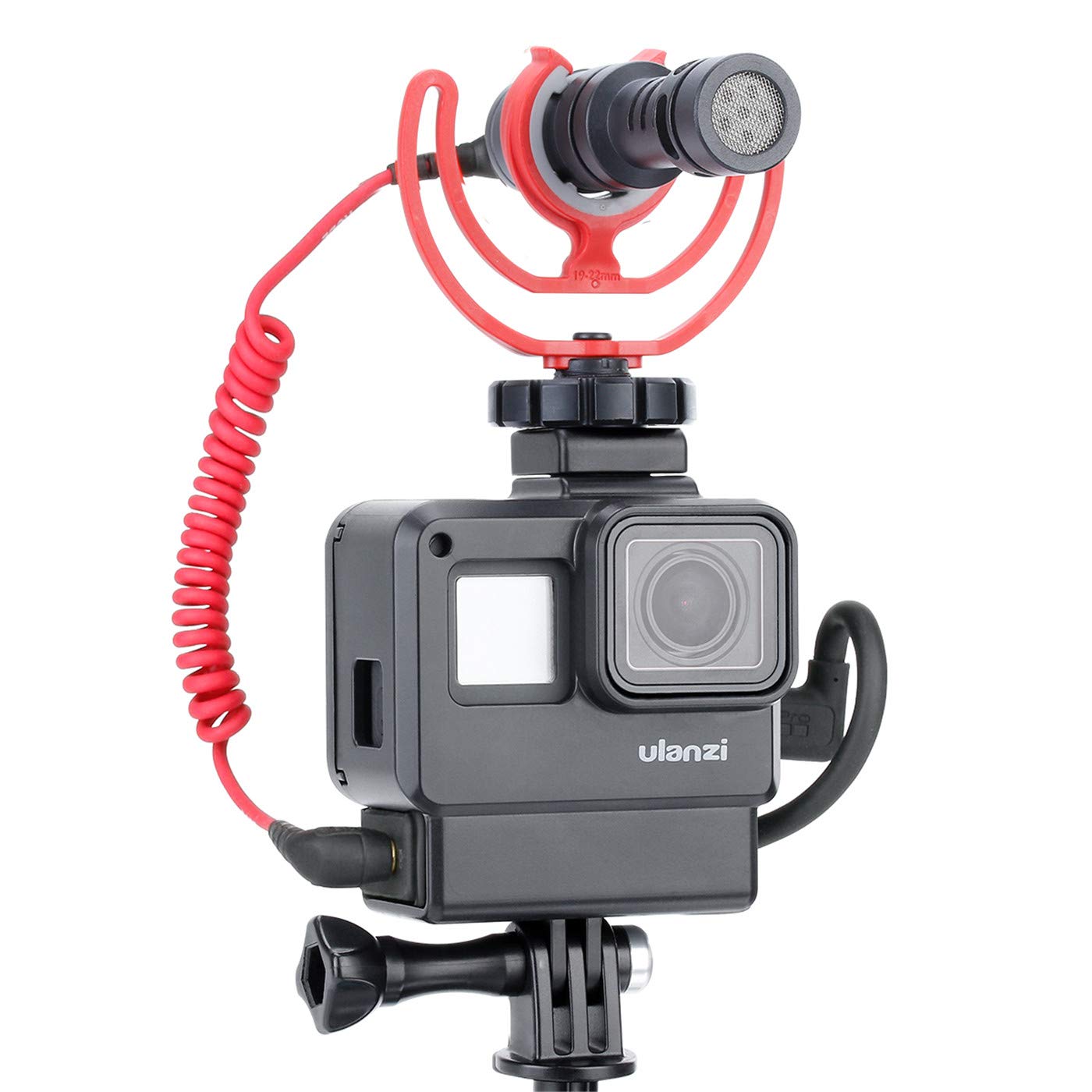 V2 Housing Case Vlogging Frame with Microphone Cold Shoe Mount Compatible for GoPro Hero 7 6 5 Mic Audio Adapter Action Camera Accessories