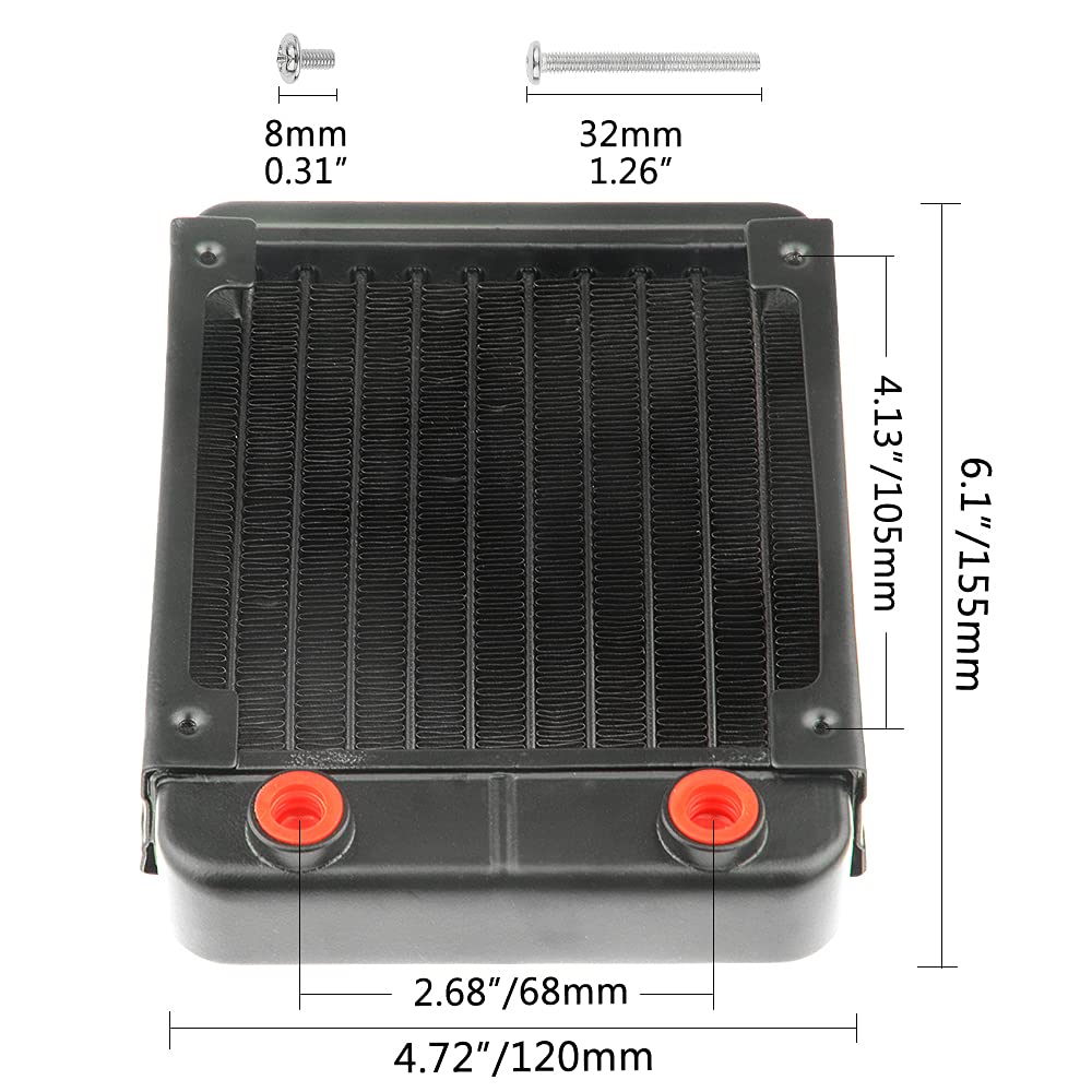 BXQINLENX 10 Pipe Aluminum Heat Exchanger Radiator for PC CPU CO2 Laser Water Cool System Computer 120mm(B)