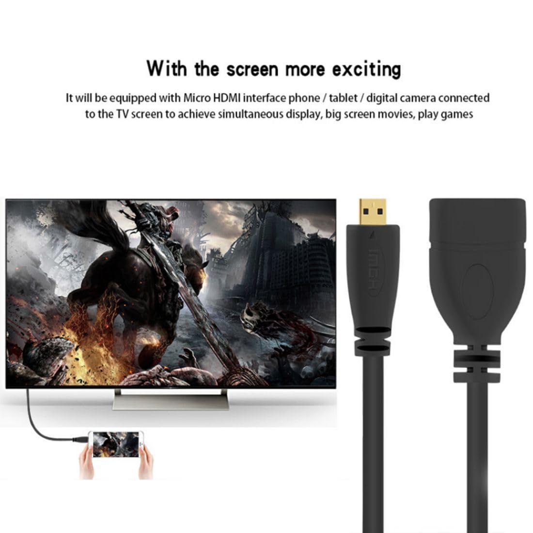 chenyang Micro HDMI Male to HDMI Female 4K60hz HDTV 90 Degree Left Angled Cable Adapter for Displays Monitor Camera 10cm