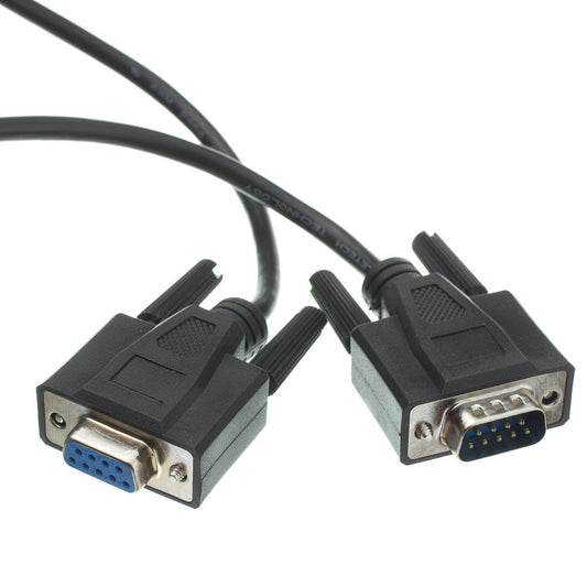 CableWholesale 10 feet Serial Extension Cable, DB9 Male to Female, 28 AWG, RS232 9 Conductor, 1:1, Black, Male to Female Serial Extender for Printer